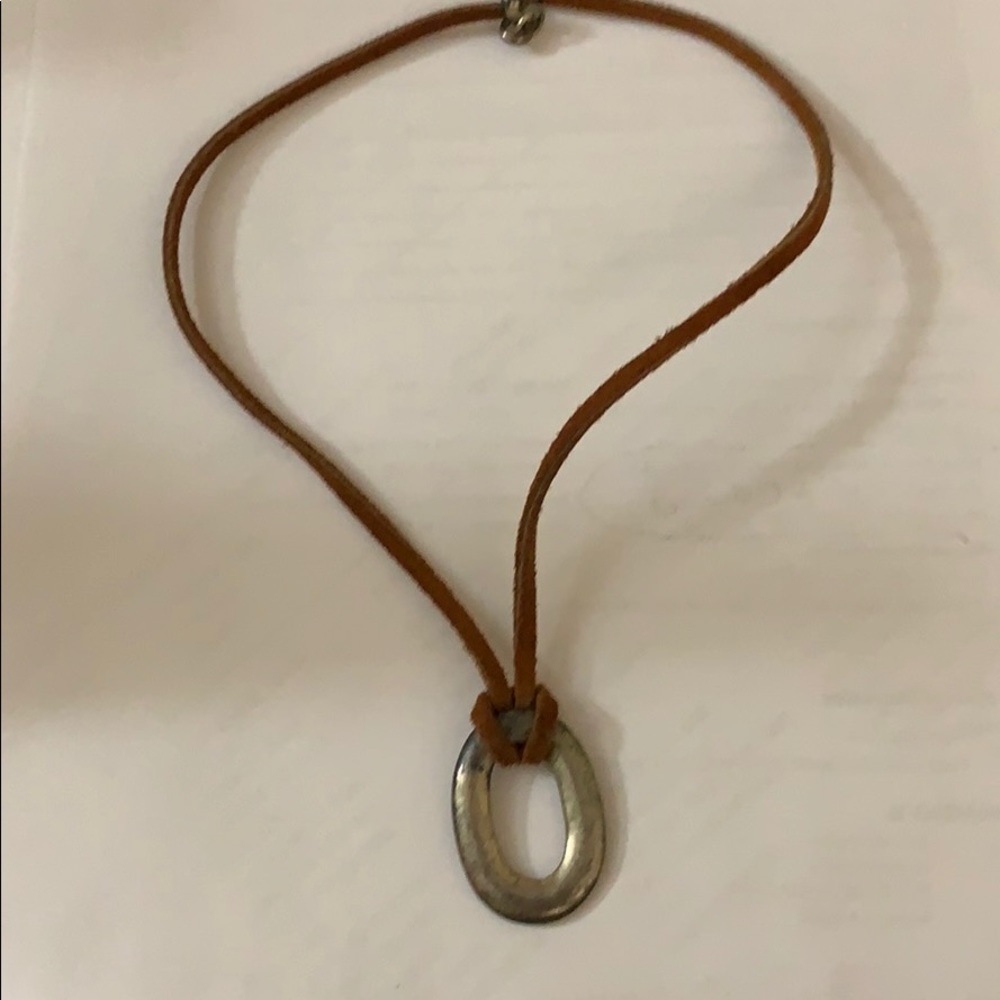 Leather and silver necklace choker